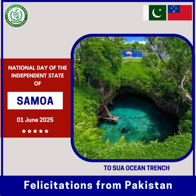 On the occasion of the Independence Day of the Independent Sate of Samoa, we extend our heartiest felicitations to its people and Government.