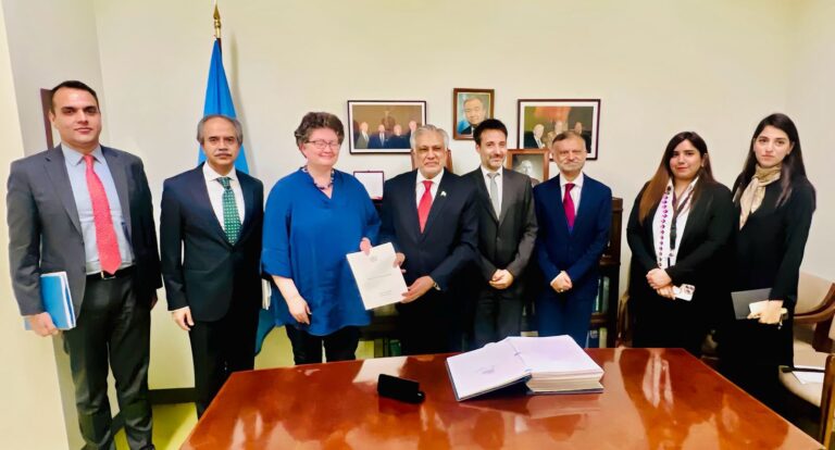 Deputy Prime Minister/Foreign Minister, Senator Mohammad Ishaq Dar , today signed the Agreement under the UN Convention on the Law of the Sea on the Conservation and Sustainable Use of Marine Biological Diversity of Areas Beyond National Jurisdiction (BBNJ Agreement)
