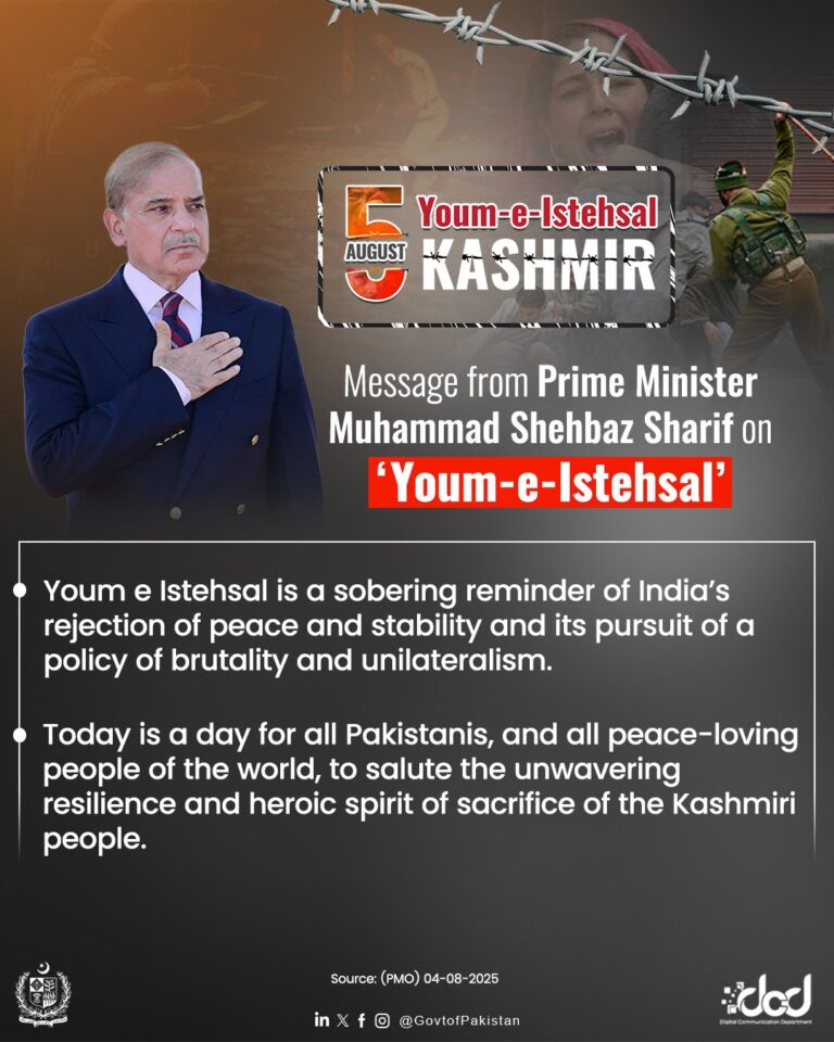 Message from Prime Minister Muhammad Shehbaz Sharif on ‘Youm-e-Istehsal’